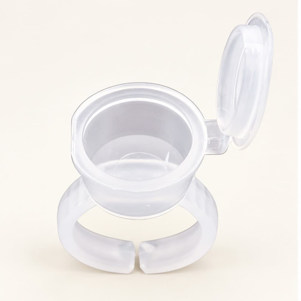White Flip-Lid Finger Ring Nail Art Cup — 1 Cup image