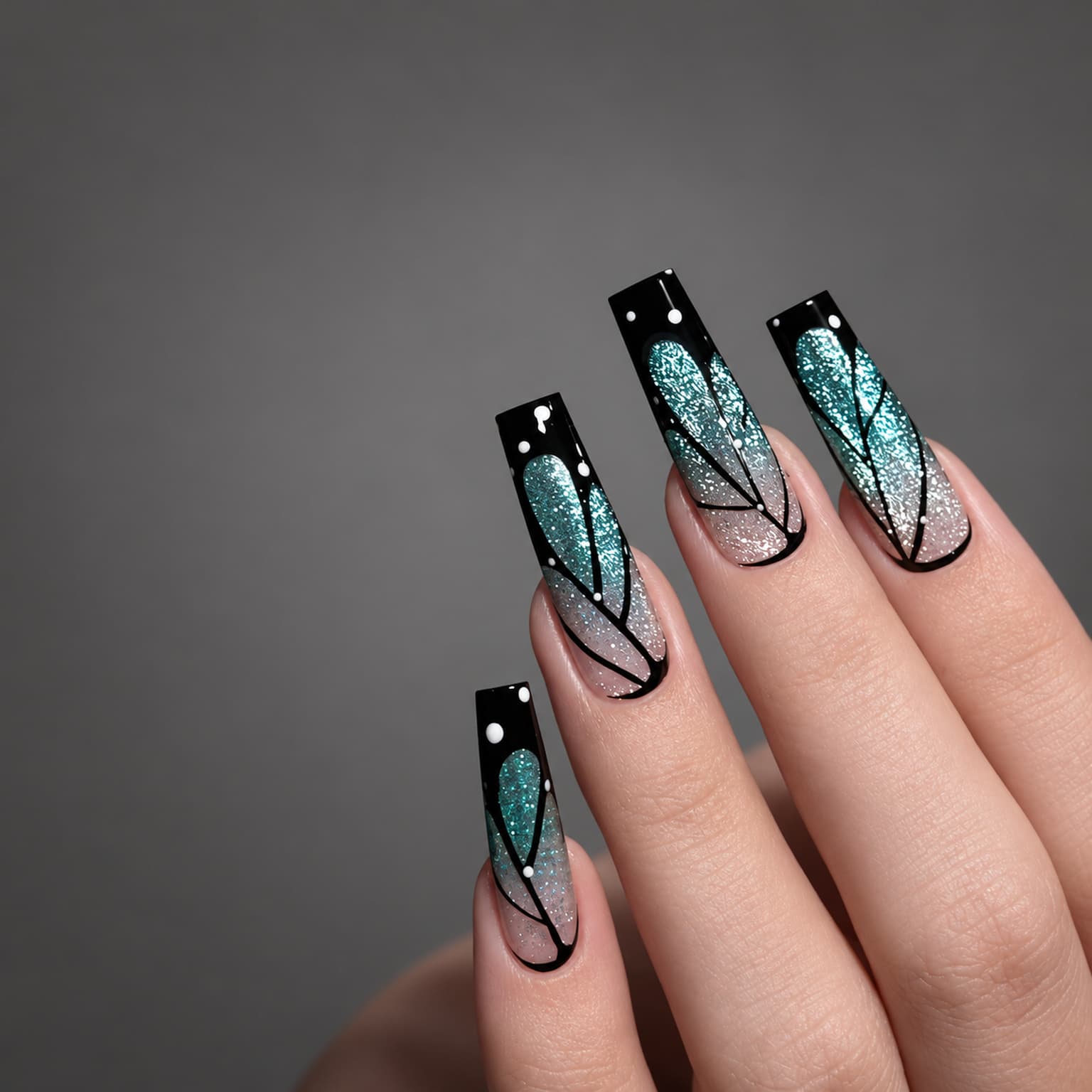 Midnight Butterfly Wing Press-On Nails — 10-Piece Set image