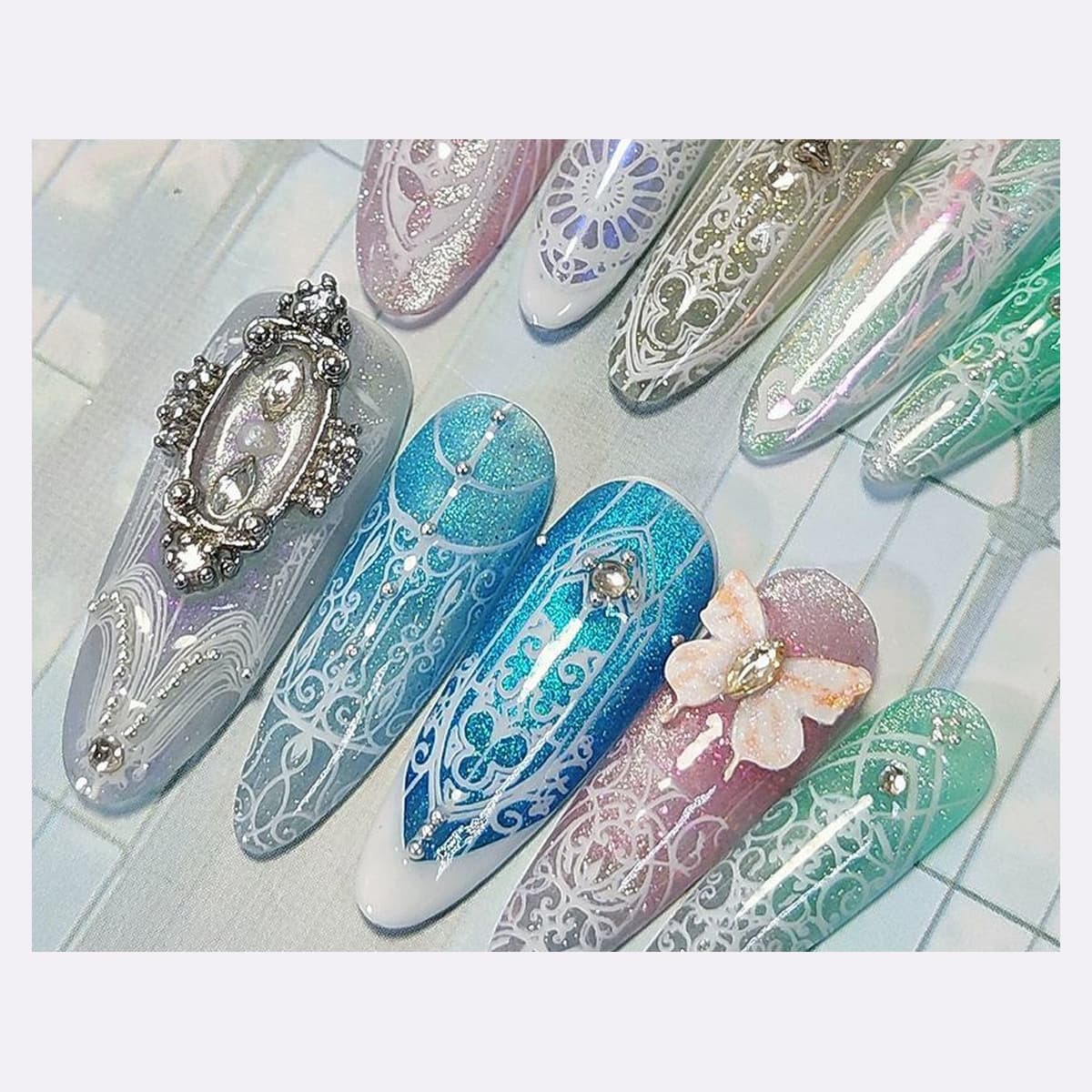 Stained Glass Garden Press-On Nails — 10-Piece Set image