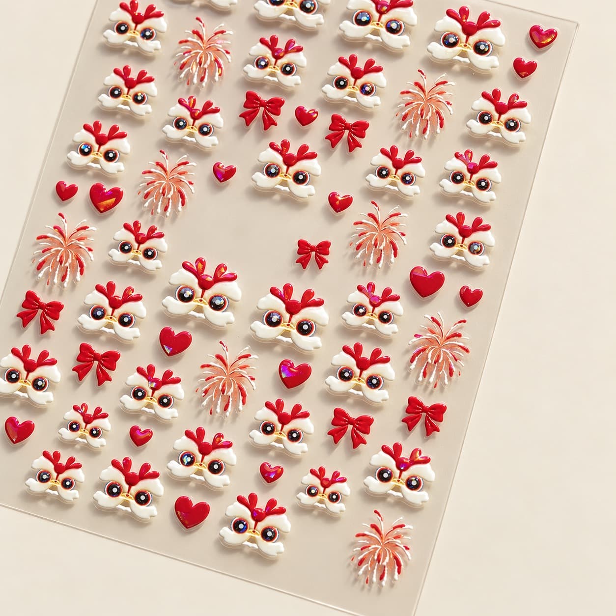 Firework and Lion Dance Nail Stickers — 1 Sheet image