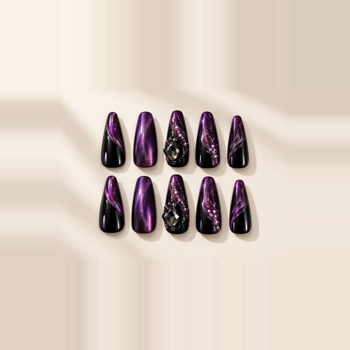 Lucky Purple Chrome Press-On Nails – Magic-Mirror Mystique Set | Handmade Nail Art image