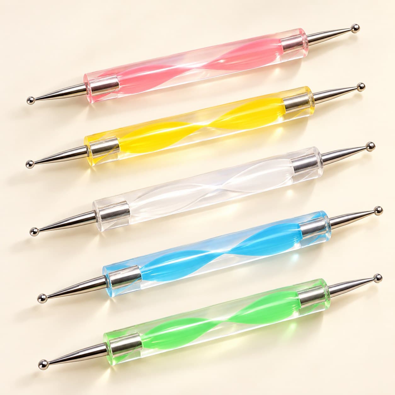 Five-Colour Double-Ended Nail Art Dotting Tools — 5 Pack image