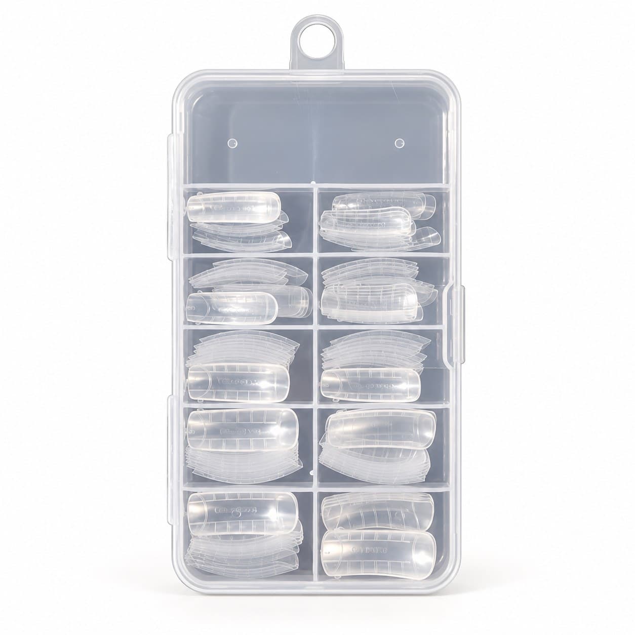 100 Clear Dual Nail Forms — 10-Compartment Box image
