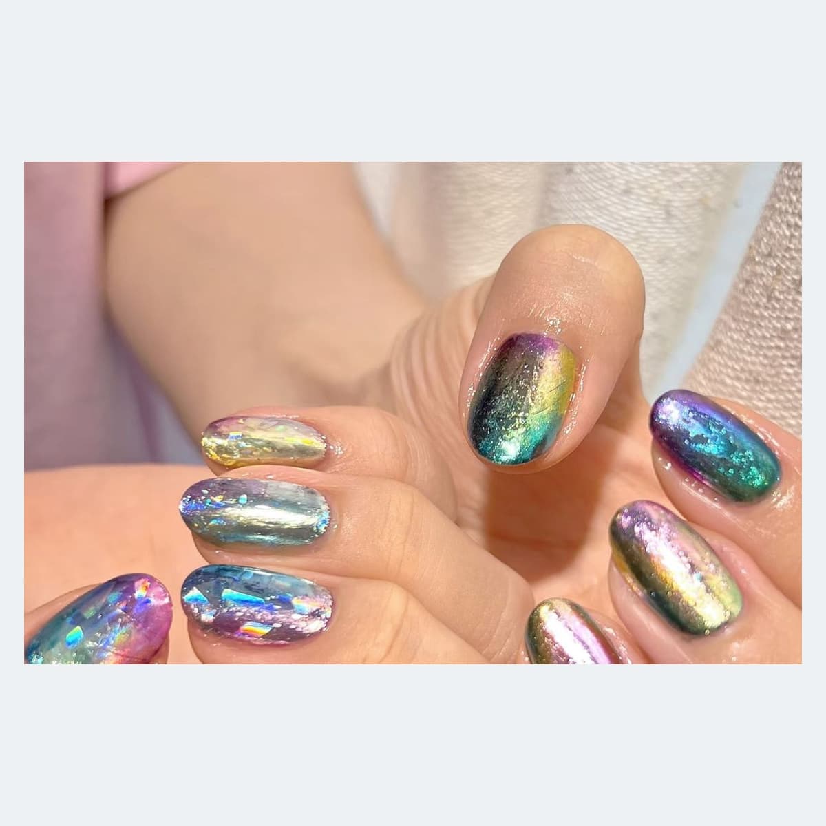 Iridescent Mermaid Scale Press-On Nails — 10-Piece Set image