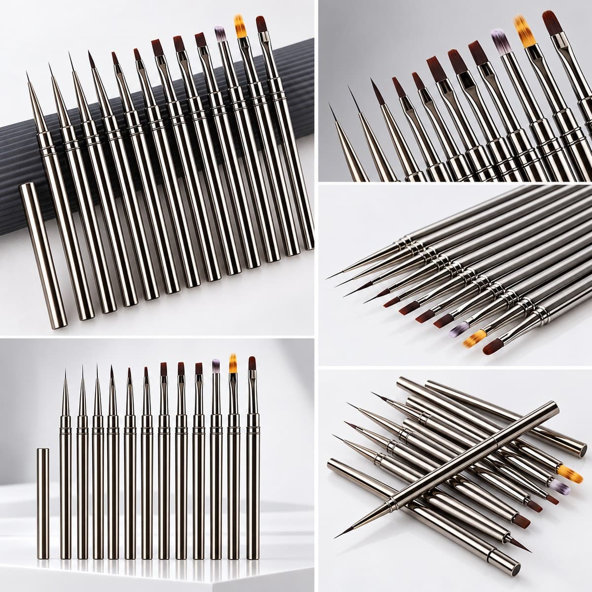 GLAZEM Professional Japanese Brush Collection – Square & Round Gel Art Brushes | Artist Supply image