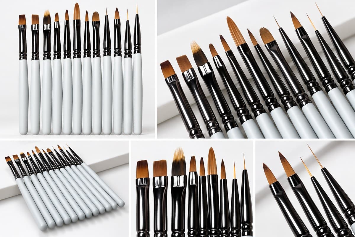 GLAZEM Salon-Grade Complete Brush Kit – Round, Flat, Liner & Gradient Professional Set | Artist Supply image